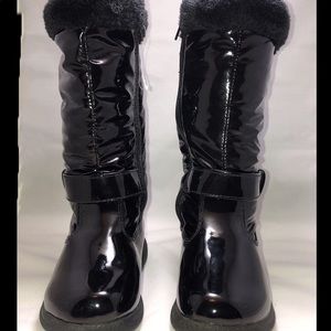 Girls patent leather snow boots